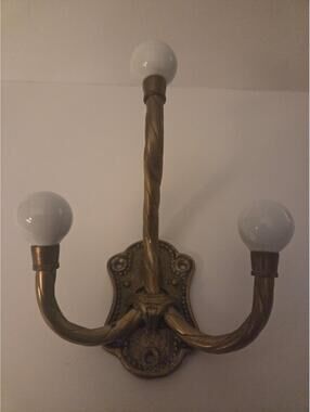 Vintage Brass and Porcelain Coat Hanger